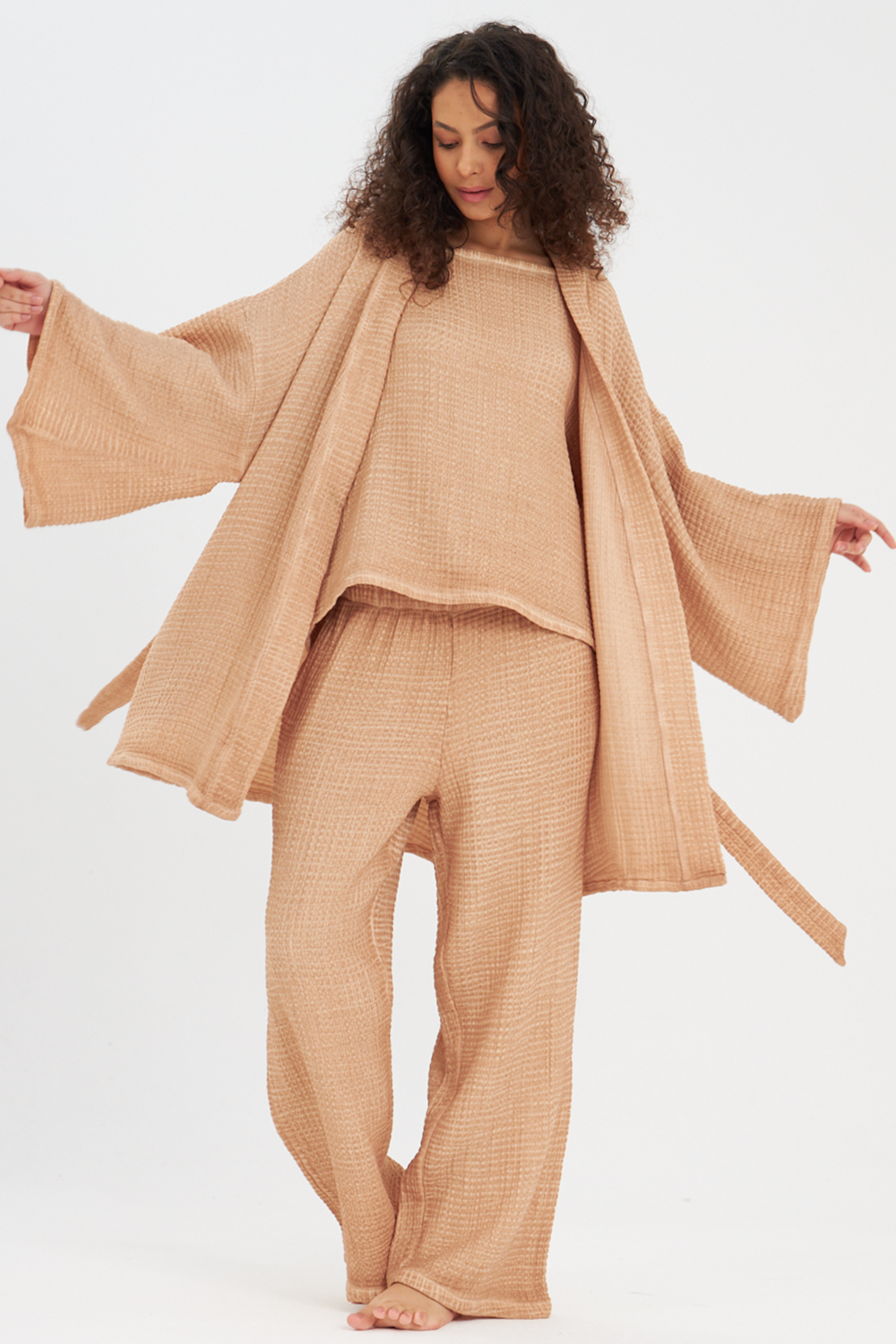 Kahve Bürümcük Kimono