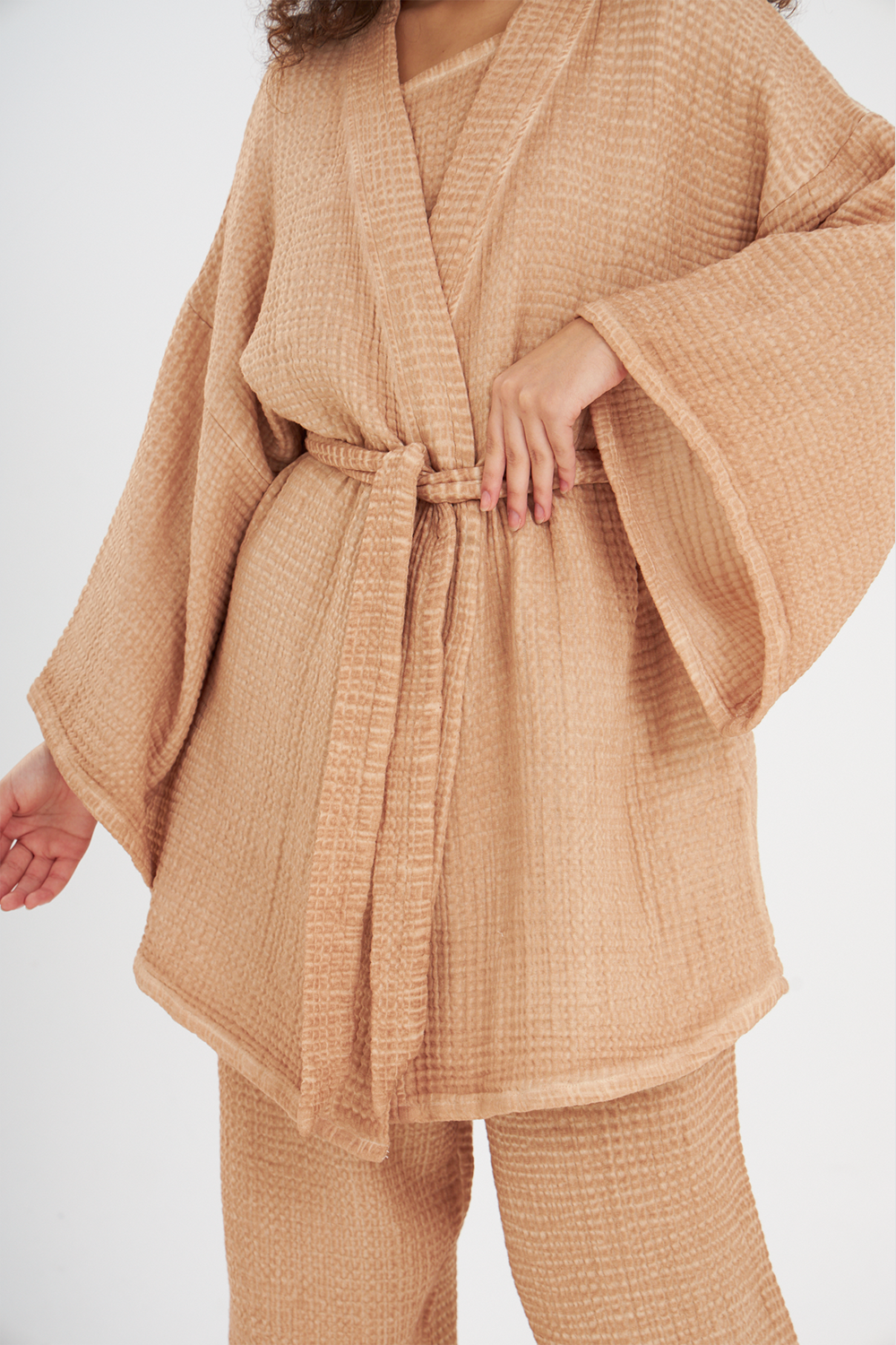 Kahve Bürümcük Kimono