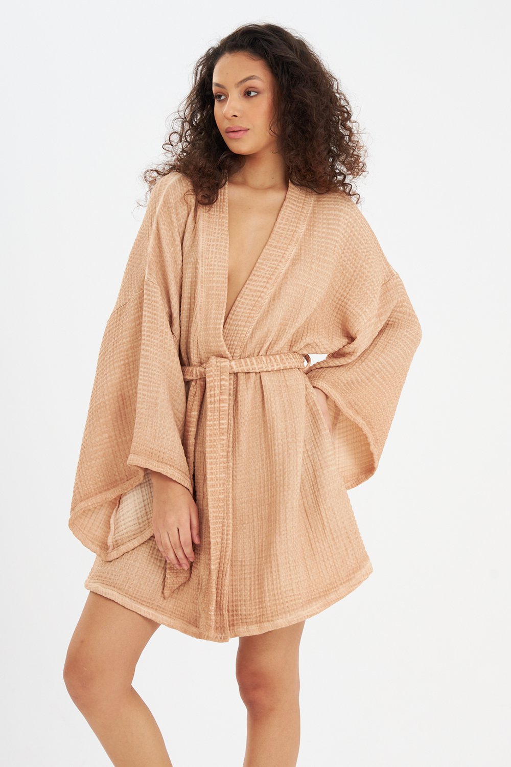 Kahve Bürümcük Kimono